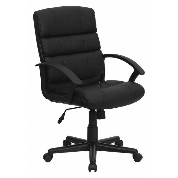 Flash Furniture Leather Task Chair, 17-1/2" to 21-1/2", Black GO-1004-BK-LEA-GG