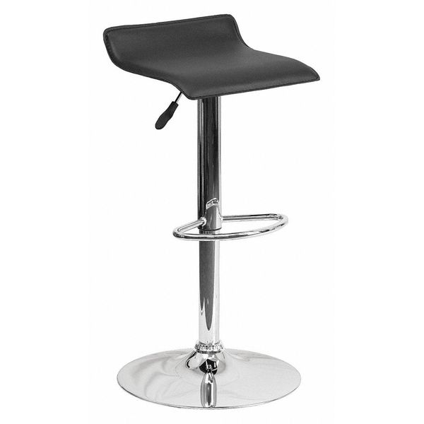 Flash Furniture Black Vinyl Barstool, Adj Height, Seat Height Range: 22-3/4" to 31-1/4" DS-801-CONT-BK-GG