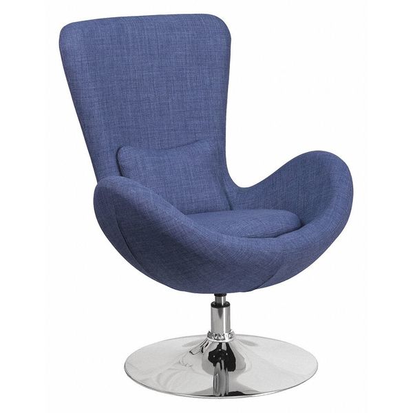 Flash Furniture Blue Fabric Side Reception Chair, 30 W 30" L 38 H, Integrated Curved, Egg Series CH-162430-BL-FAB-GG