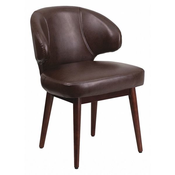 Flash Furniture Side Reception Chair, 24"L33-3/4"H, LeatherSeat, Comfort BackSeries BT-4-BN-GG