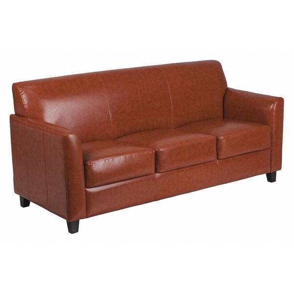 Flash Furniture Cognac Leather Sofa, 29" x 32-1/4" BT-827-3-CG-GG