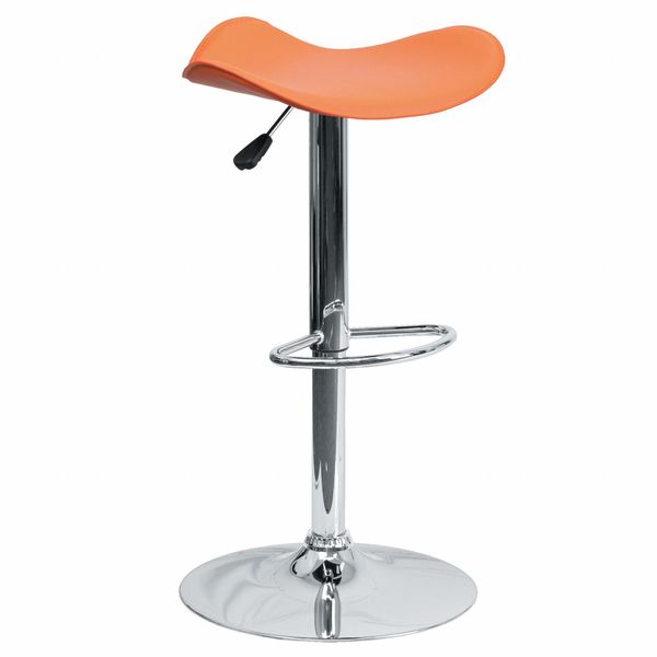 Flash Furniture Orange Vinyl Barstool, Adj Height, Seat Height Range: 23-3/4" to31-1/2" CH-TC3-1002-ORG-GG