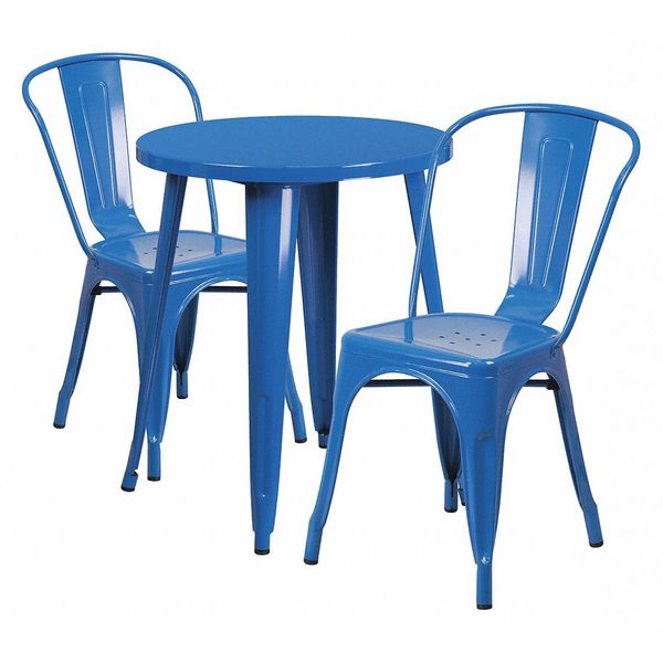 Flash Furniture Round 24" W, 24" L, 29" H, Metal Top, Blue CH-51080TH-2-18CAFE-BL-GG