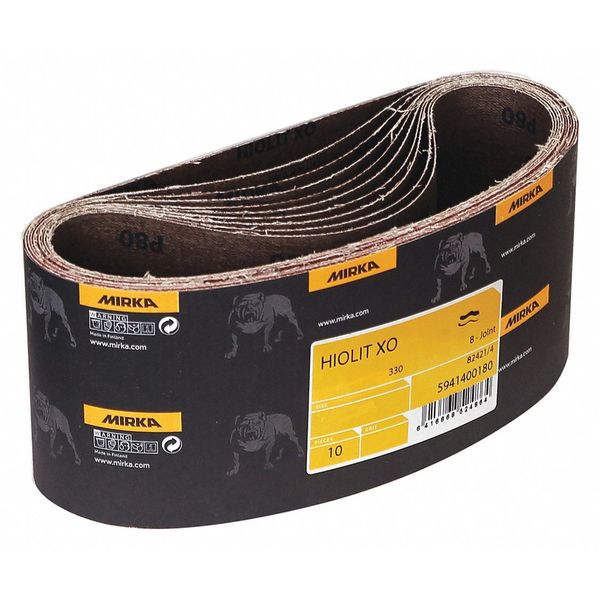 Mirka Sanding Belt, 4" W, 24" L, 100 Grit, Hiolit X 57-4-24-100T