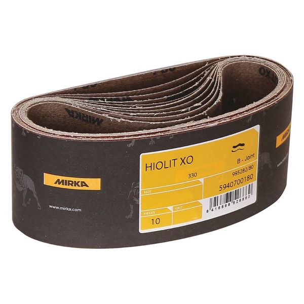Mirka Sanding Belt, 3" W, 18" L, 100 Grit, Hiolit X 57-3-18-100T