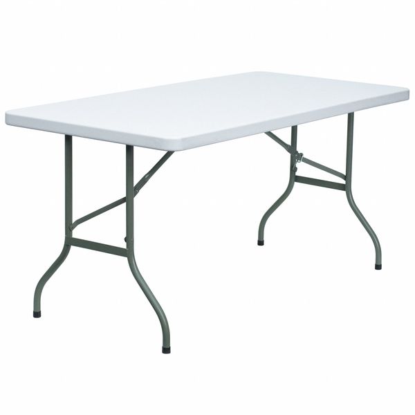 Flash Furniture Rectangle Wh 30X60 Plastic Fold Table, 30" W, 60" L, 29" H, Plastic Top, White DAD-YCZ-152-GG