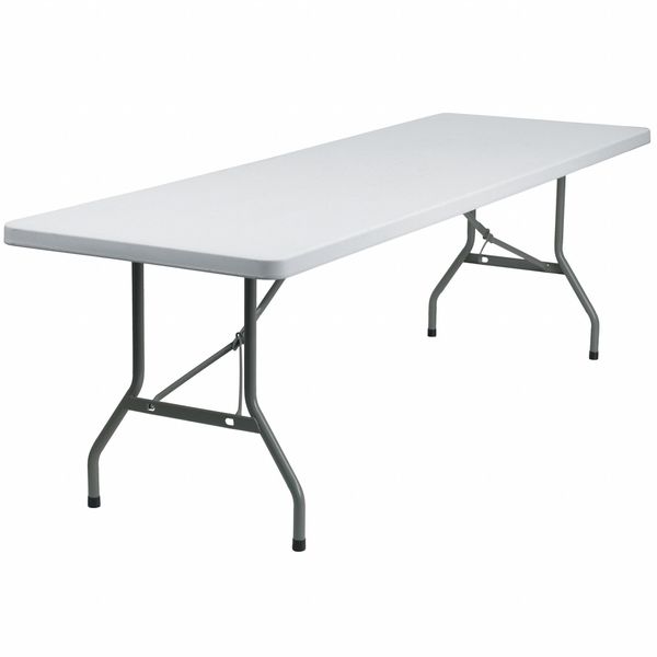 Flash Furniture Rectangle Wh 30X96 Plastic Fold Table, 30" W, 96" L, 29" H, Granite White DAD-YCZ-244-GW-GG