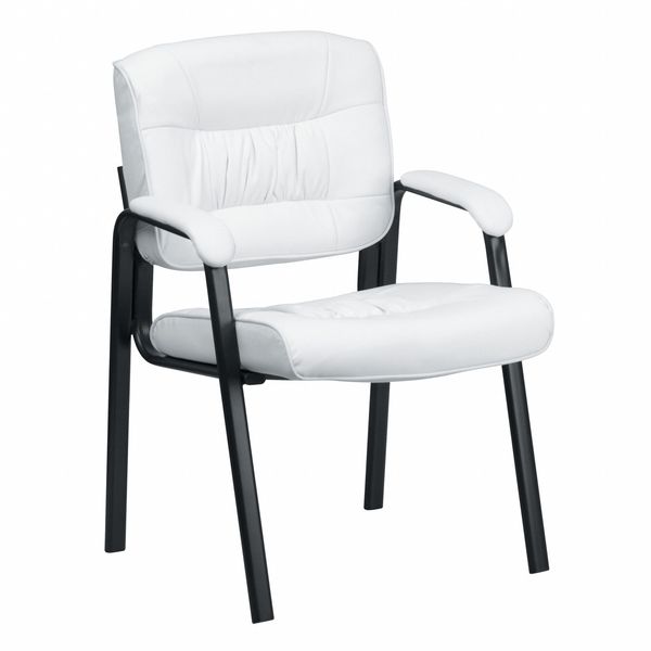 Flash Furniture Side Reception Chair, 26"L36"H, Padded, LeatherSeat, ContemporarySeries BT-1404-WH-GG