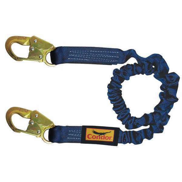 Condor Shock Absorbing Lanyard, 4 ft. 6" to 6 ft., Blue 19F385