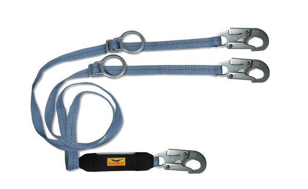 Condor Shock Absorbing Lanyard, 6 ft., Black, Blue 19F389