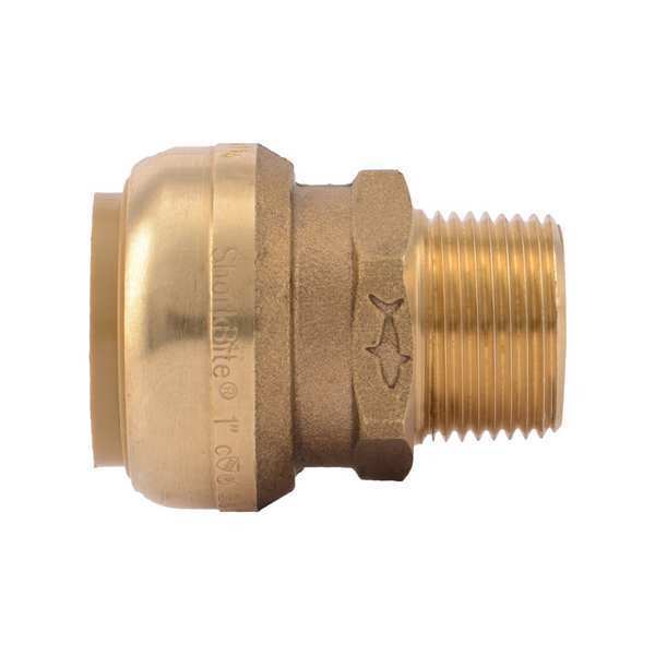 Sharkbite Push-to-Connect, Threaded Male Reducing Adapter, 1 in Tube Size, Brass, Brass U142LF