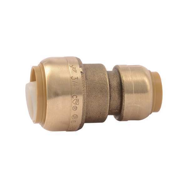 Sharkbite Push-to-Connect Reducing Coupling, 3/4 in x 1/2 in Tube Size, Brass, Brass U058LF