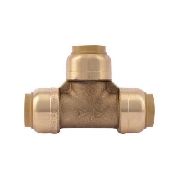 Sharkbite Push-to-Connect Tee, 1/2 in Tube Size, Brass, Brass U362LF