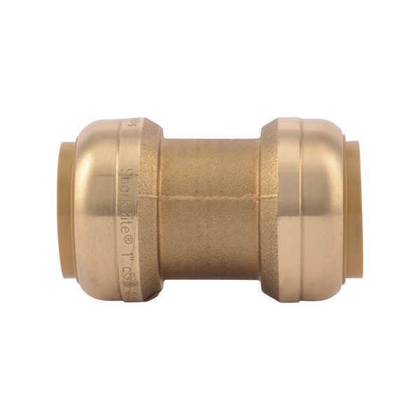 Sharkbite Push-to-Connect Coupling, 1 in Tube Size, Brass, Brass U020LF