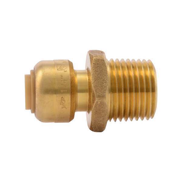 Sharkbite Push-to-Connect, Threaded Male Reducing Adapter, 1/4 in Tube Size, Brass, Brass U110LF