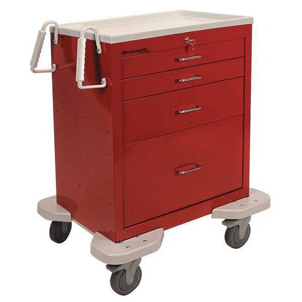 Lakeside General Medical Supply Cart with Drawers, Steel, Ergonomic, 1 Shelves, 300 lb C-424-K-1R