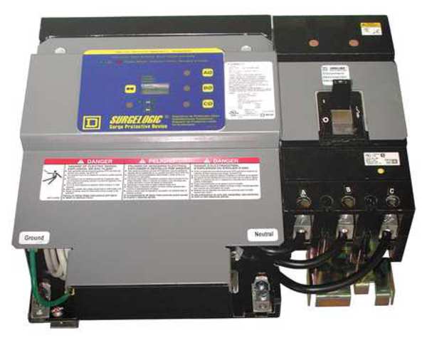 Square D Surge Protection Device, 3 Phase, 120/240V AC High Leg Delta, 3 Poles, 4 Wires + Ground, 240kA HL3IMA24C