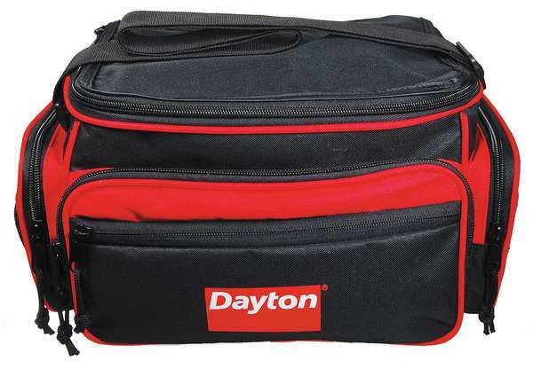 Dayton Wide-Mouth Tool Bag, Black, Canvas, 5 Pockets 19L414