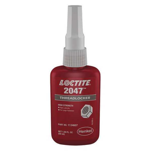 Loctite High-Lubricity Threadlocker, LOCTITE 2047, Black, High Strength, Liquid, 50 mL Bottle 1134607