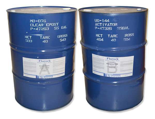 Florock 220 gal Floor Resin 4700 Kit, Gloss Finish, Clear, 100% Solid Base M0-076DR/U0-144DR