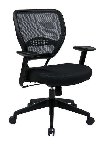 Office Star Managerial Chair, Mesh, 18-3/4" to 23" Height, Adjustable Arms, Black 5500