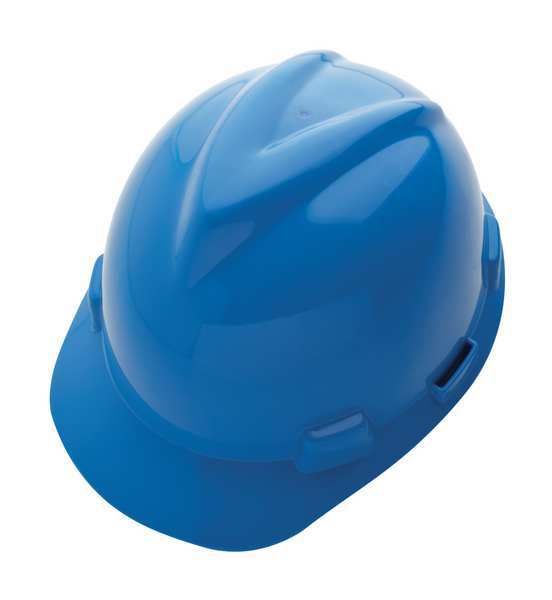 Msa Safety Front Brim Hard Hat, Type 1, Class E, Ratchet (4-Point), Blue 10150221