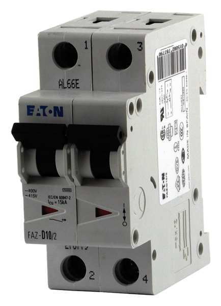 Eaton Circuit Breaker, FAZ Series 10A, 2 Pole, 277/480V AC, C Curve FAZ-C10/2