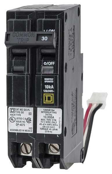 Schneider Electric Miniature Circuit Breaker, QO Series 30A, 2 Pole, 120/240V AC QO230PLILC