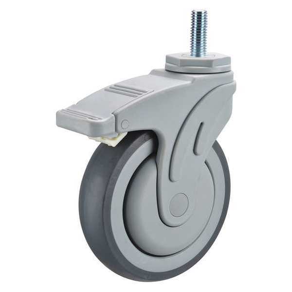 Zoro Select Swivel Stem Caster w/Totl Lk, 5 in, 300 lb P17S-RP050K-ST1-TB-001