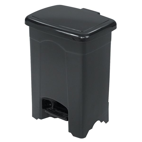 Safco 4 gal Rectangular Wastebasket, Black, 12-1/4" Dia, Step-On, Plastic 9710BL