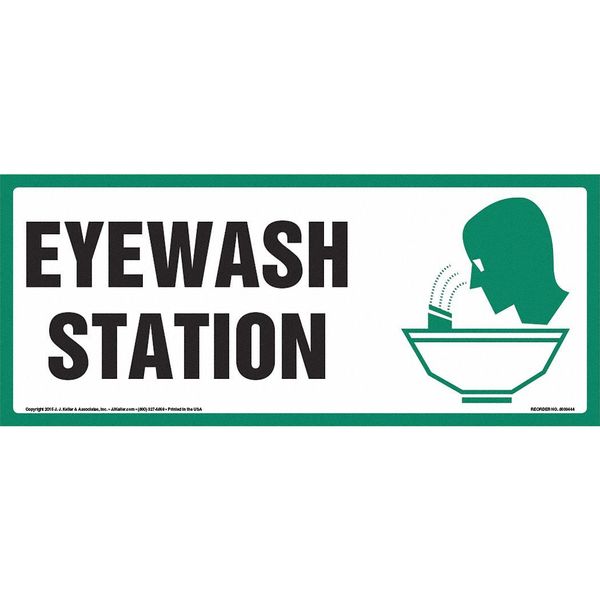 Jj Keller Eye Wash Station Sign, 17"x7", Laminated 8001286