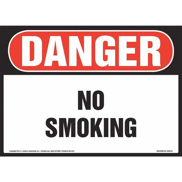 Jj Keller No Smoking, OSHA Sign, 14"x10", Plastic, 8001176 8001176