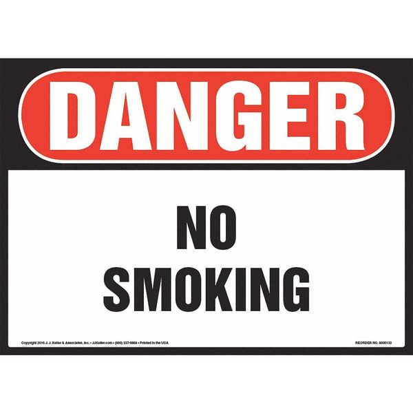 Jj Keller No Smoking, OSHA Sign, 14"x10", Laminated, 8001177 8001177
