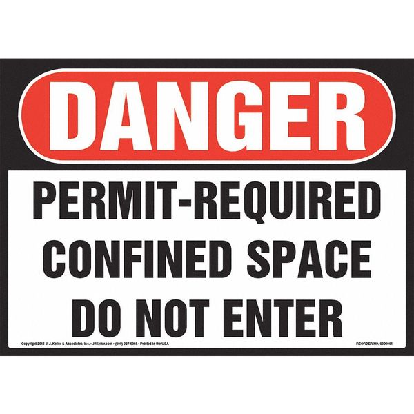 Jj Keller Permit-Required Confined Space, 10" x 7" 8001152