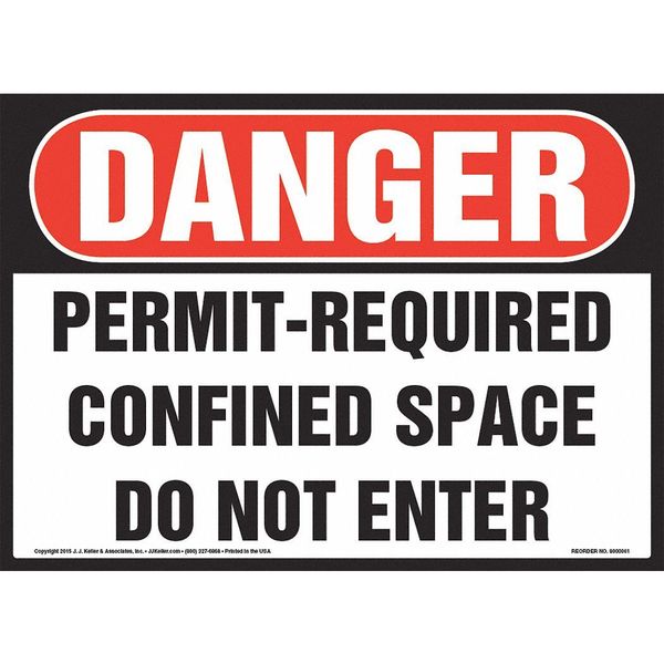Jj Keller Permit-Required Confined Space, 14"x10" 8001154