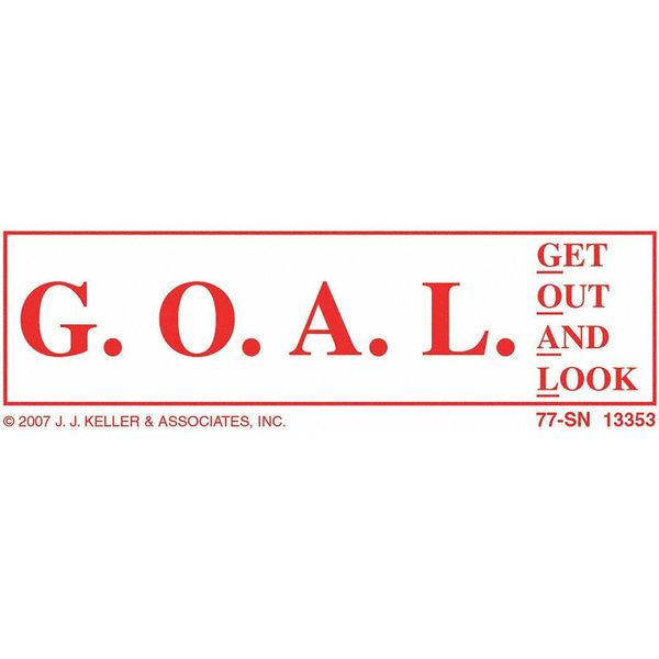 Jj Keller Get Out And Look (G.O.A.L.) Sign, Clear 13353