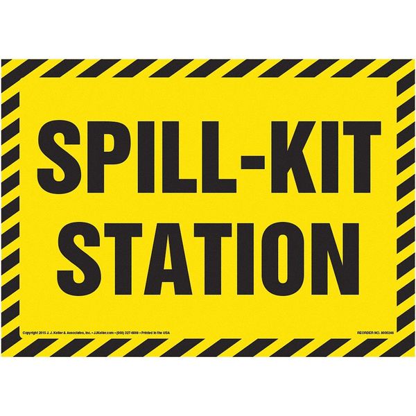 Jj Keller Spill-Kit Station Sign, 14"x10", Laminated, 8001208 8001208