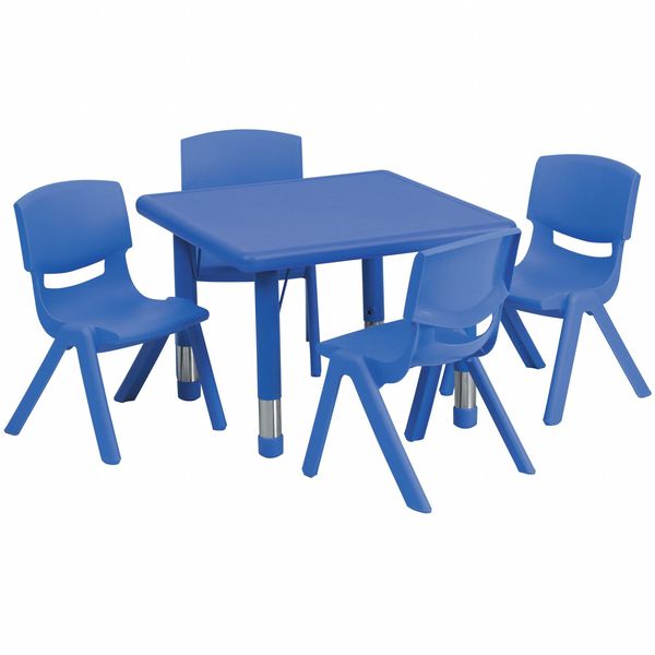 Flash Furniture Square Activity Table, 24 X 24 X 23.75, Plastic, Steel Top, Blue YU-YCX-0023-2-SQR-TBL-BLUE-E-GG