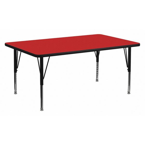 Flash Furniture Rectangle Activity Table, 30" W X 72" L X 25.25" H, Laminate, Red XU-A3072-REC-RED-H-P-GG