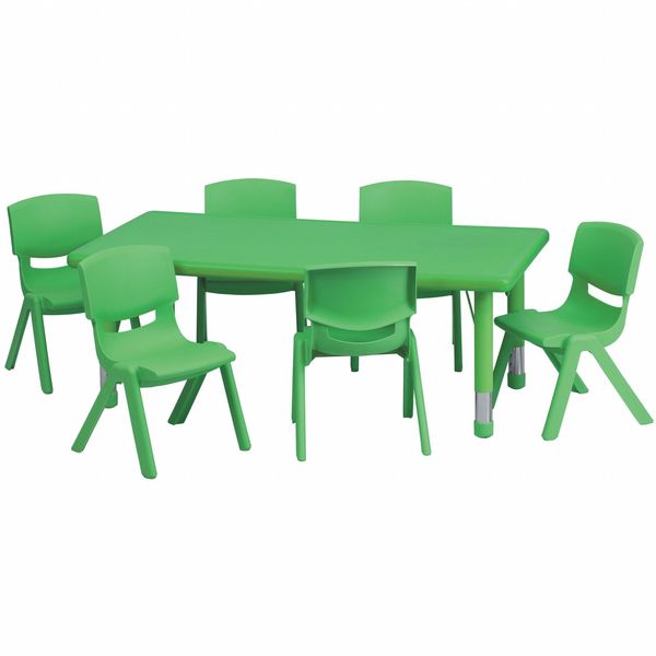 Flash Furniture Rectangle Activity Table, 24 W X 48 L X 23.75 H, Plastic, Steel, Green YU-YCX-0013-2-RECT-TBL-GREEN-E-GG