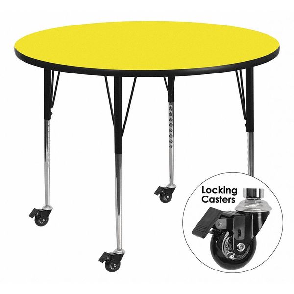 Flash Furniture Round Activity Table, 48" X 48" X 30.5", Laminate Top, Yellow XU-A48-RND-YEL-H-A-CAS-GG