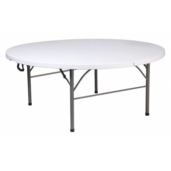 Flash Furniture Round Folding Table, 70.75" W, 70.75" L, 29" H, Plastic Top, White RB-183RFH-GG