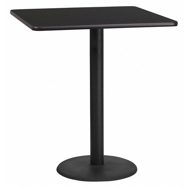 Flash Furniture Square Laminate Table, 36" W, 36" L, 43.125" H, Laminate Top, Wood Grain XU-BLKTB-3636-TR24B-GG