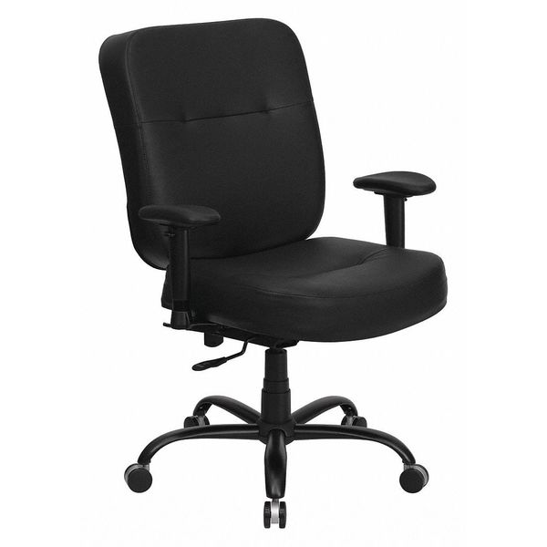 Flash Furniture Contemporary Chair, Leather, 19-3/4" to 22-3/4" Height, Adjustable Arms, Black LeatherSoft WL-735SYG-BK-LEA-A-GG