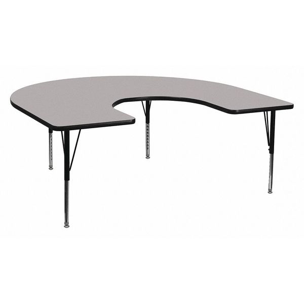 Flash Furniture Horseshoe Activity Table, 60" X 66" X 25.125", Laminate Top, Grey XU-A6066-HRSE-GY-T-P-GG
