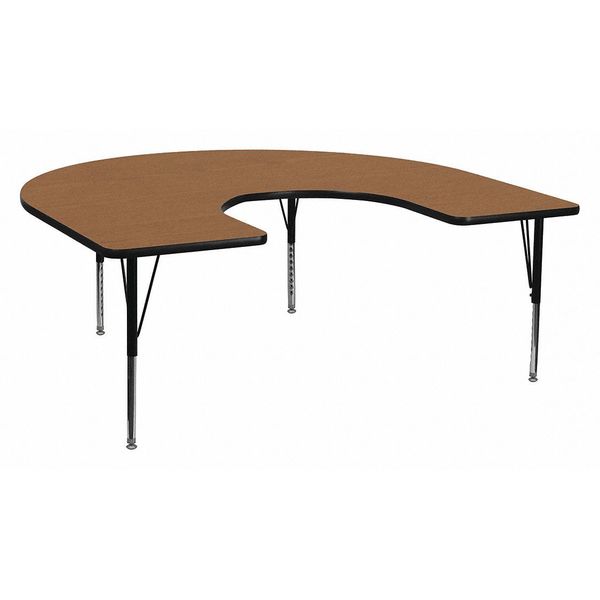 Flash Furniture Horseshoe Activity Table, 60" X 66" X 25.125", Laminate Top, Wood Grain XU-A6066-HRSE-OAK-T-P-GG