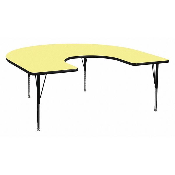 Flash Furniture Horseshoe Activity Table, 60" X 66" X 25.125", Laminate Top, Yellow XU-A6066-HRSE-YEL-T-P-GG