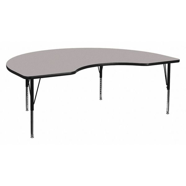 Flash Furniture Kidney Activity Table, 48" W X 96" L X 25.125" H, Laminate, Grey XU-A4896-KIDNY-GY-T-P-GG