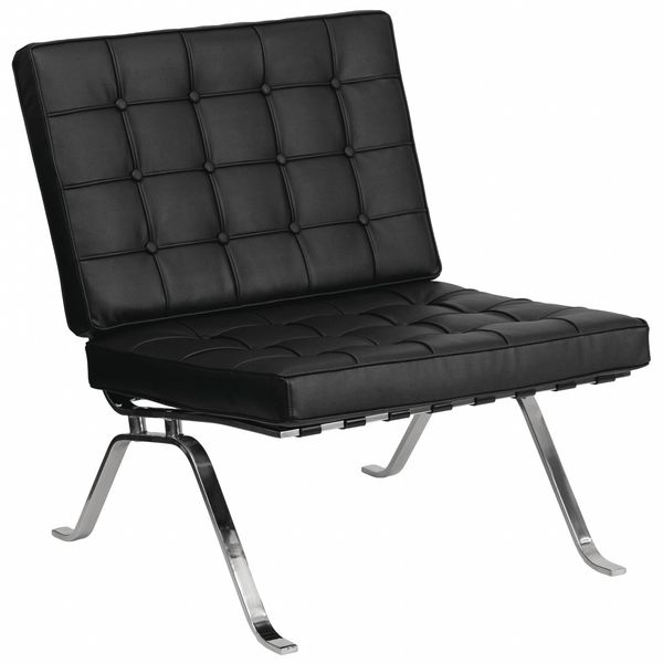 Flash Furniture Leather Lounge Chair, Flash Series, Blk, 32" x 35" ZB-FLASH-801-CHAIR-BK-GG