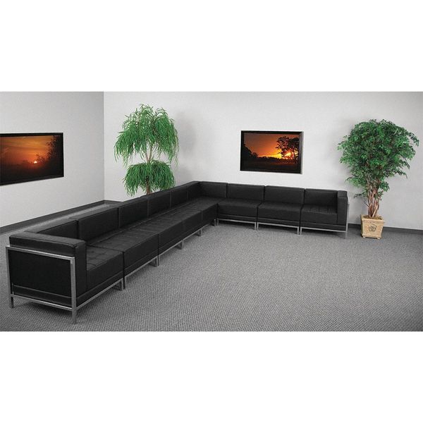 Flash Furniture 9 pcs. Living Room Set, 28-3/4" to 113" x 27-1/2", Upholstery Color: Black ZB-IMAG-SECT-SET4-GG